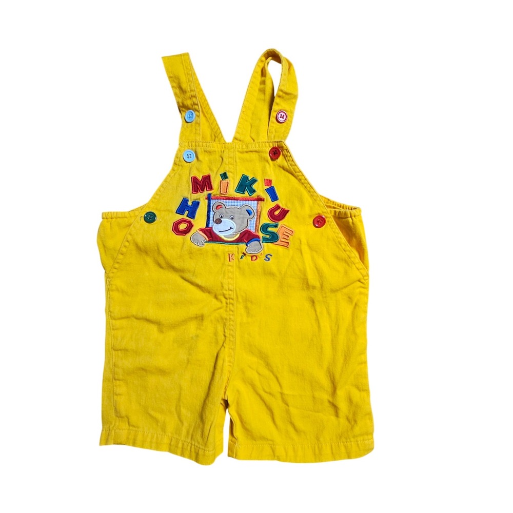 Miki House Bear Embroidery‎ Patches Overalls Shortall 100 Cotton Japan Kidcore